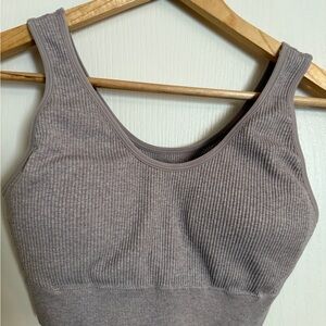 aerie Ribbed Scoop Bralette - Taupe Gray